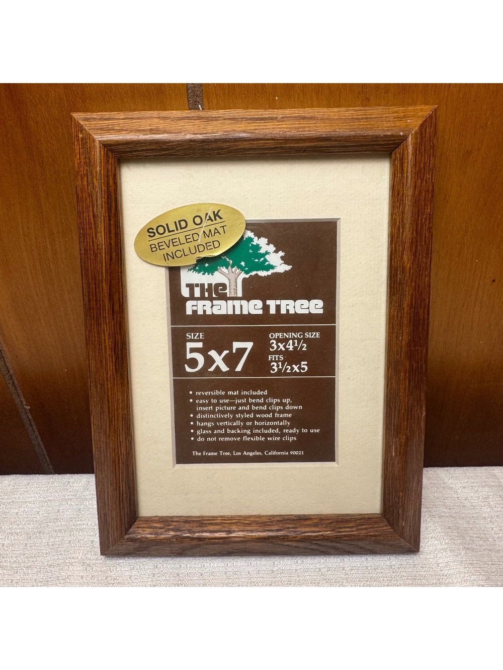 Vintage Solid Oak 5x7 Picture Frame with Beveled Mat The Frame Tree - Picture 3 of 4
